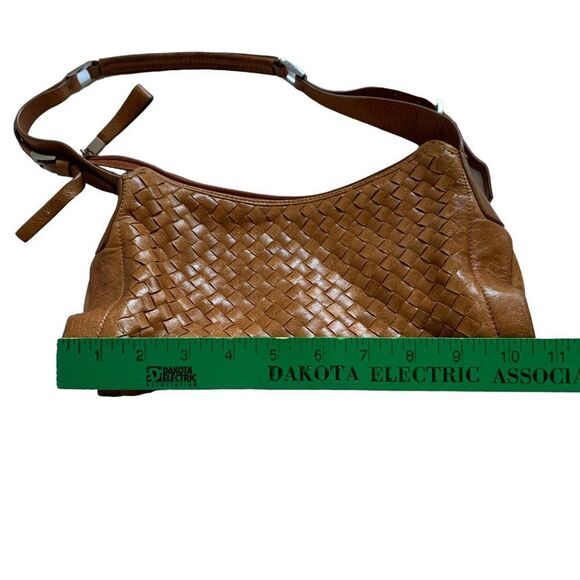 Woven Camel Cognac Color Genuine Leather Handbag‎ NWOT Mini Small Purse Bag - Picture 11 of 16